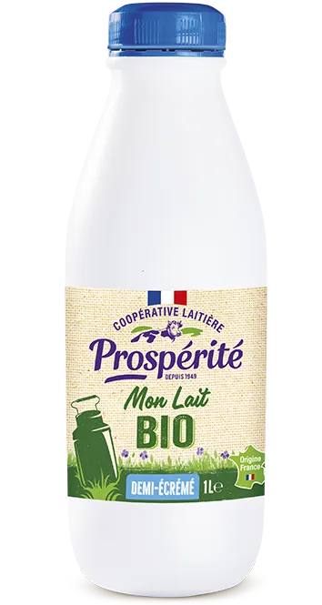 gamme de lait bio demi écrémé 1 litre