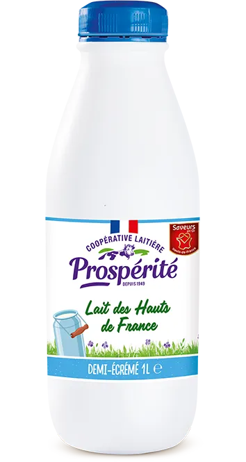 gamme de lait demi écrémé 1 litre