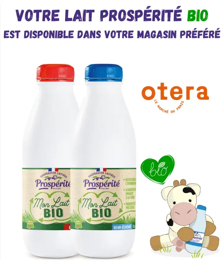 affiche pour indiquer que le lait est disponible dans les magasins otera