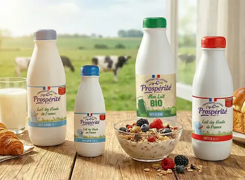 gamme de laits avec 3 bouteilles différentes