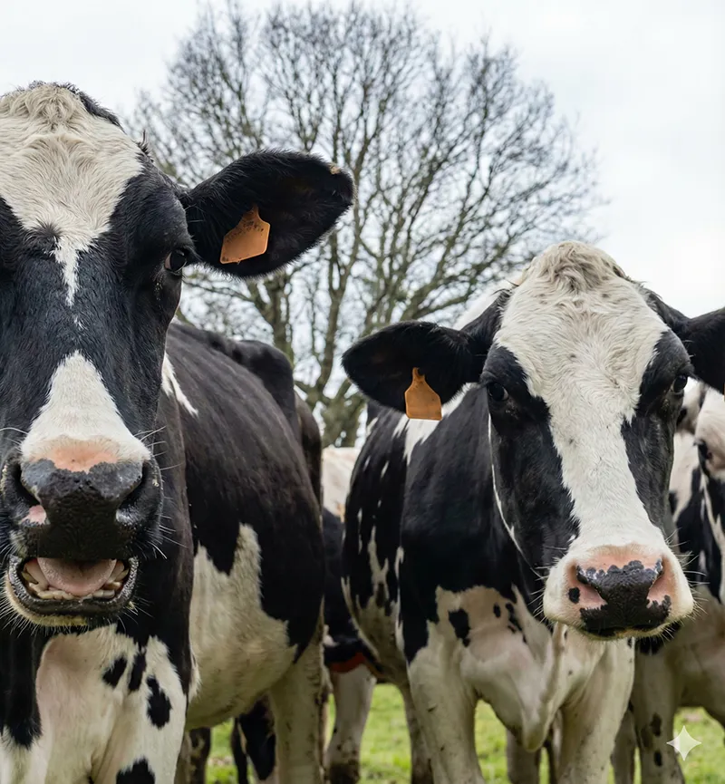 photos de trois vaches dans le pré